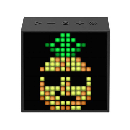 مكبر صوت بلوتوث Divoom Timebox Evo Pixel Art مع شاشة عرض LED للرسوم المتحركة مقاس 16 × 16، والتحكم في التطبيقات وساعة منبه بجانب السرير - أسود