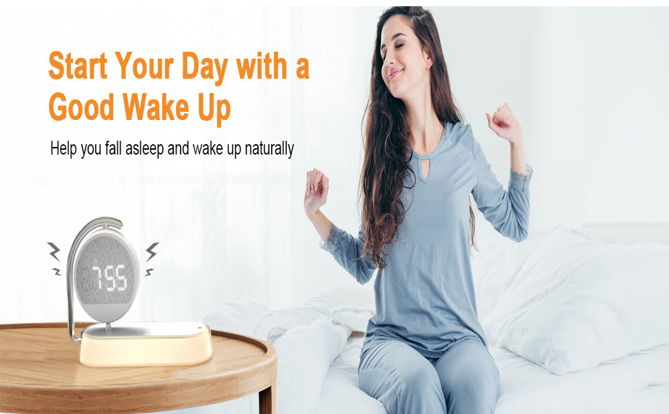 3 in 1 Night Light Alarm Clock, 3 Ways Dimmable Touch Table Lamp with 15 Wireless Charger, LED Digital Alarm Clock