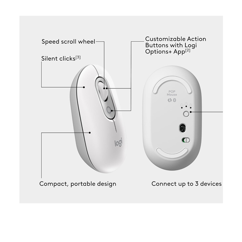 Logitech POP Mouse with Emoji - Off White