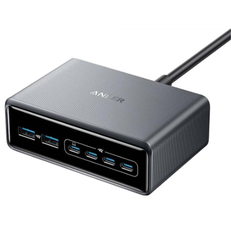 Anker Prime Charger, 200 W 6-Port GaN Charging Station, USB-C PD Fast Charging Desktop Charger, Silver