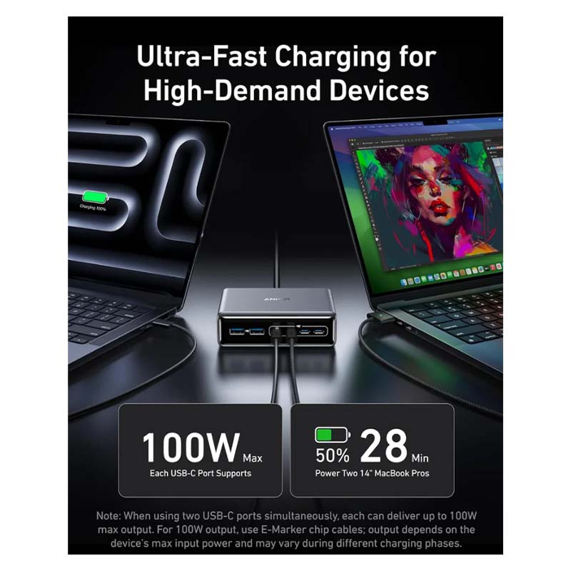 Anker Prime Charger, 200 W 6-Port GaN Charging Station, USB-C PD Fast Charging Desktop Charger, Silver