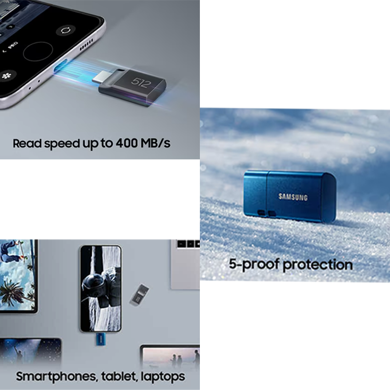 Samsung USB Flash Drive USB C 128 GB 400MB/s Read 60MB/s Write USB 3.1 Flash Drive