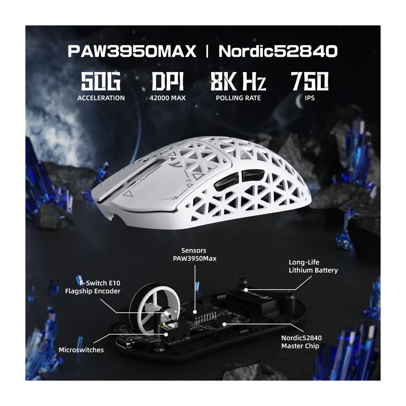 ATTACK SHARK R5 Ultra Carbon Fiber Tri-Mode Wireless (BT/2.4G Wireless/Wired) 8K PAW3950MAX Gaming Mouse