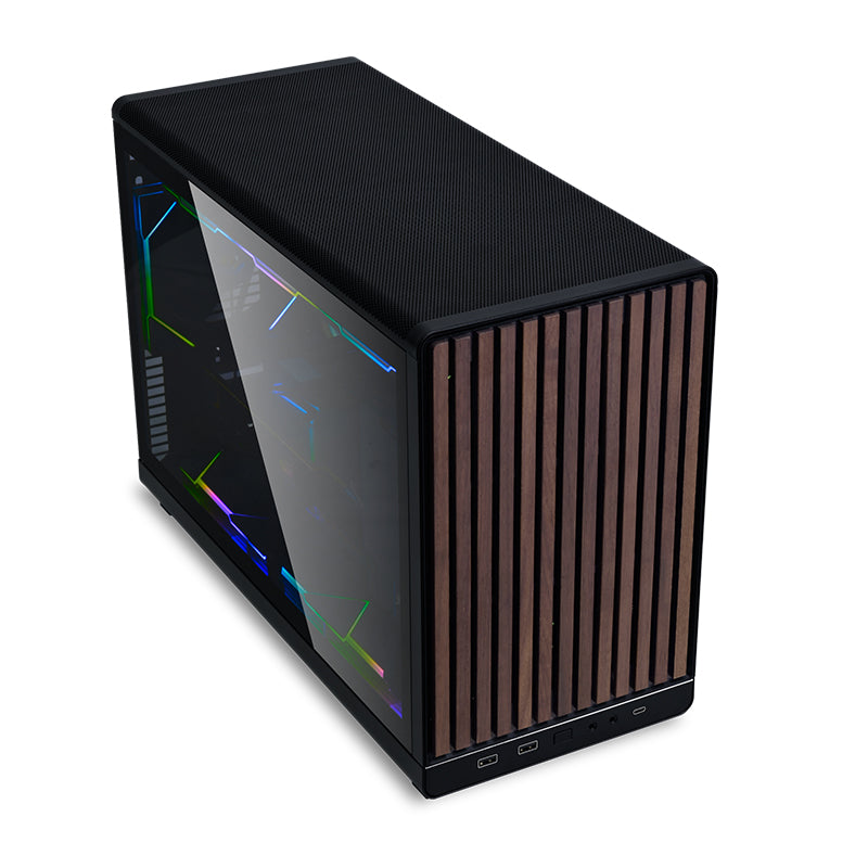 LIAN LI A3 DAN Micro ATX Gaming PC Case - Black/Wooden Panel