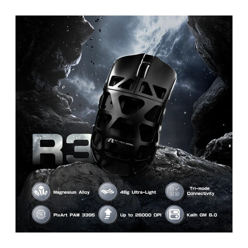 ATTACK SHARK R3 Magnesium Alloy Gaming Mouse 8K Wireless, 46g Magnesium Alloy SUPERLIGHT Gaming Mouse,  PAW3395 Sensor, BT/2.4G Wireless/Wired