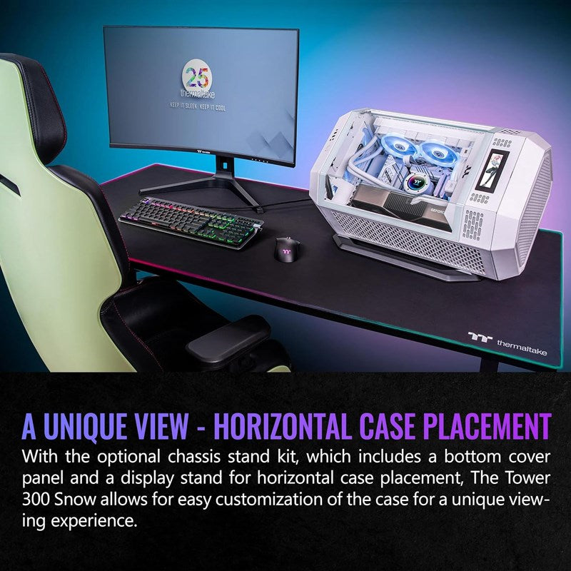 Thermaltake The Tower 300 M-ATX Micro Tower Gaming PC Case - Snow (2 PWM Fans Included)