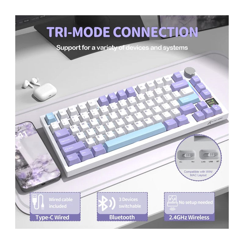 ATTACK SHARK X820 Ultra Wireless Tri-Mode (2.4G + Type-C + Bluetooth) Gasket Mechanical Keyboard