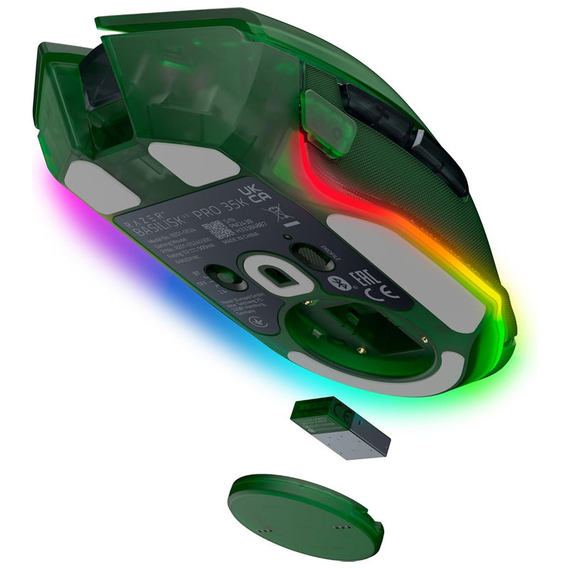 Razer Basilisk V3 Pro 35K Fully Customizable Wireless Ergonomic RGB Gaming Mouse - Phantom Green Edition