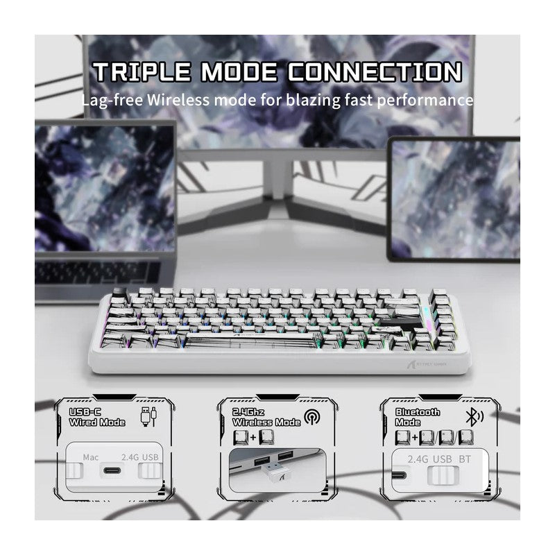 ATTACK SHARK X82PRO HE 75%, 8KHz, 0.01mm RT Wireless Tri-Mode Gaming Keyboard Magnetic Switch