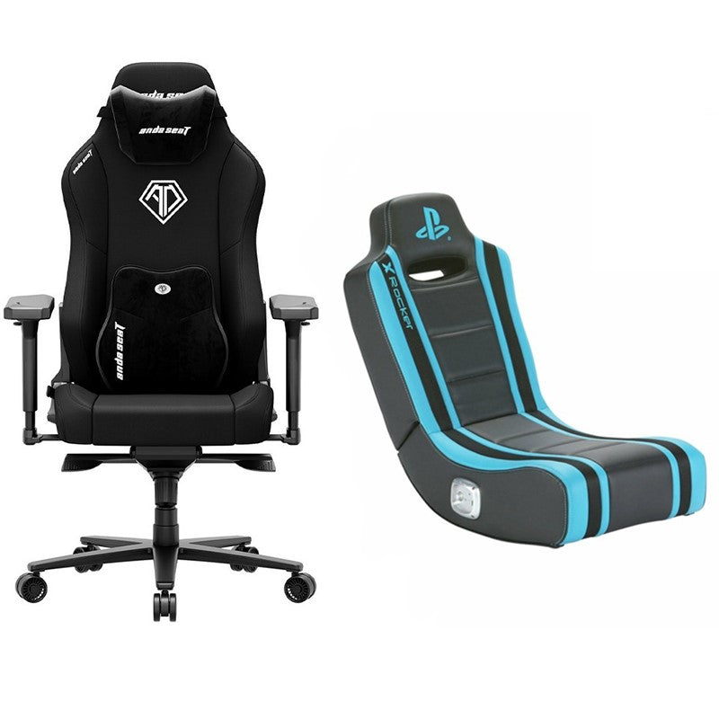 X-Rocker Sony PlayStation Geist 2.0 Floor Rocker Gaming Chair + Andaseat Phantom 3 XL Gaming Chair - Black