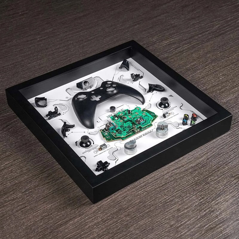 Grid Framed X Box One Controller Disassembled (Size: 13 x 13 x 1.8 in) For Wall Art, Decoration