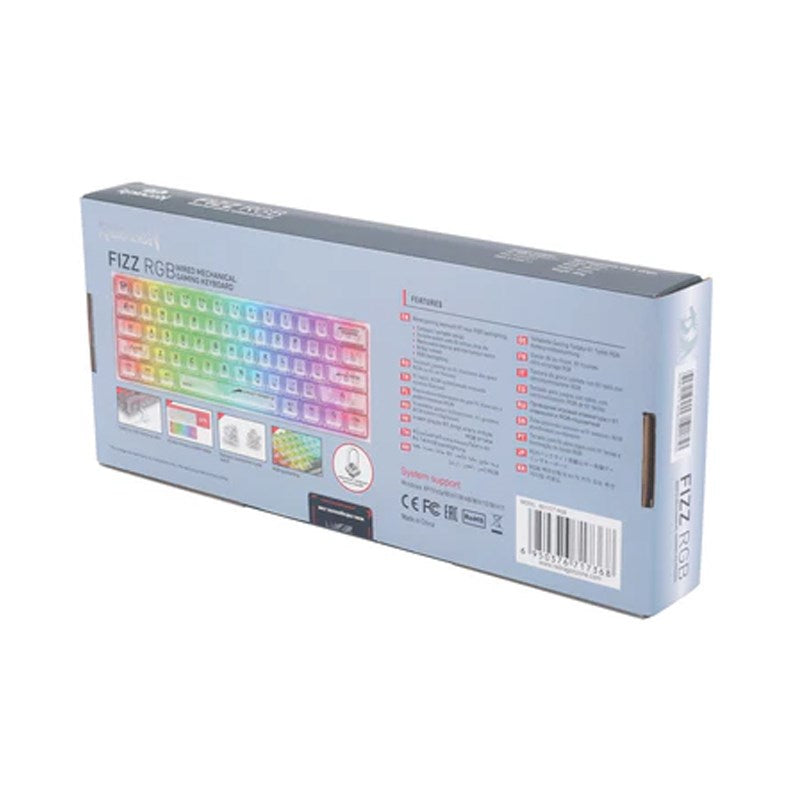 Redragon Fizz K617CT 60% Wired RGB Mechanical Gaming Keyboard - White Transparent