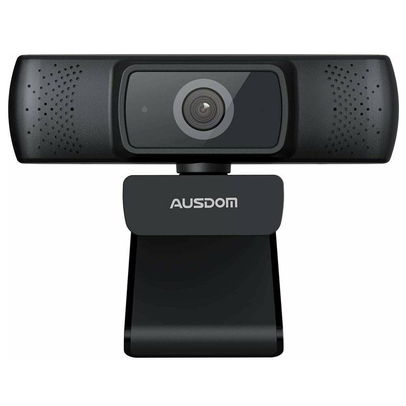 Ausdom Webcam, Autofocus Webcam with Microphone, Privacy Cover, Plug and Play USB Computer Web Camera for Pro Streaming/Online Teaching/Video Calling/Zoom/Skype (Black-1080P)