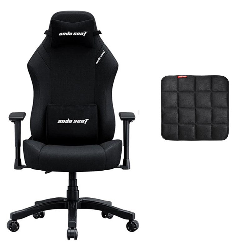 Andaseat Luna Series Gaming Chair Large - Black Fabric with Andaseat Green-Touch Natural Bamboo Charcoal Seat Mat