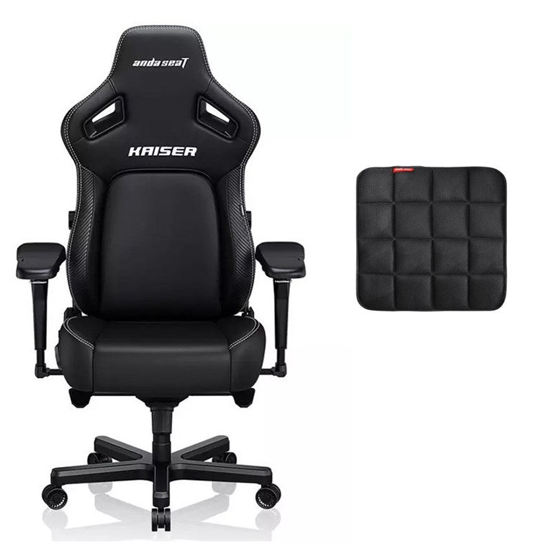 Andaseat Kaiser 4 XL Gaming Chair - Black with Andaseat Green-Touch Natural Bamboo Charcoal Seat Mat