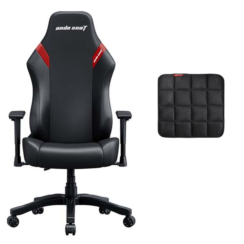 Andaseat LUNA Series Large Gaming Chair - Black/Red with Andaseat Green-Touch Natural Bamboo Charcoal Seat Mat