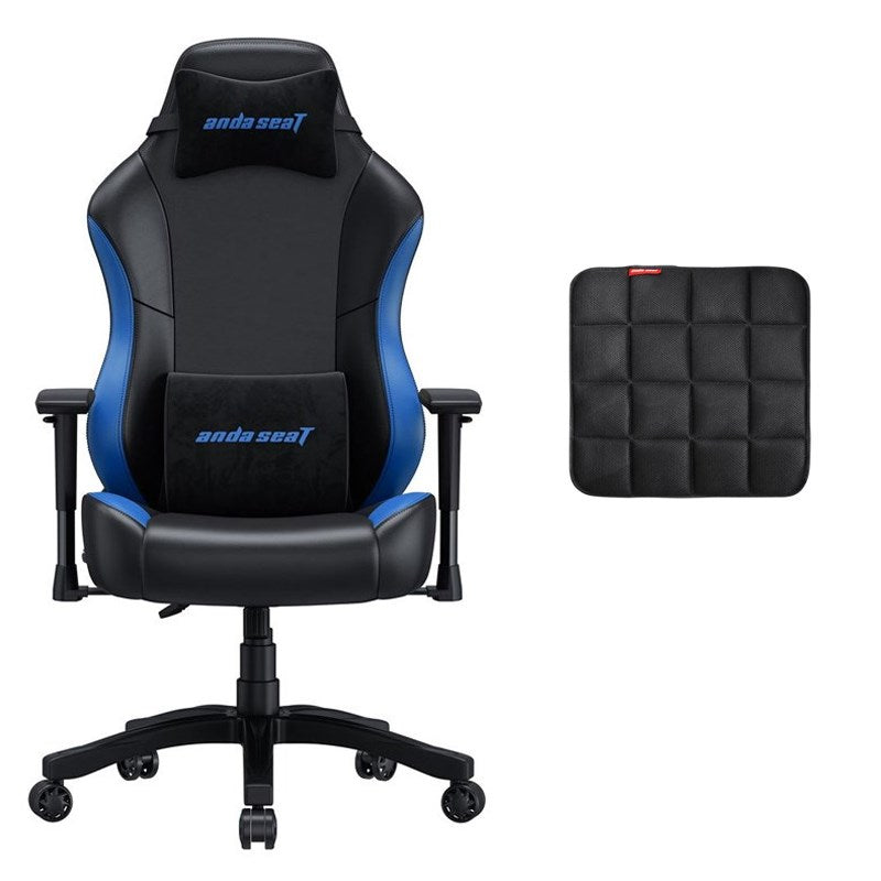 Andaseat Luna Series Gaming Chair Large - Black/Blue with Andaseat Green-Touch Natural Bamboo Charcoal Seat Mat