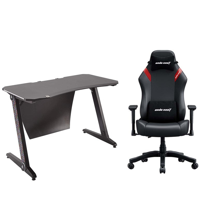 Andaseat LUNA Series Large Gaming Chair - Black/Red with X-Rocker Sony PlayStation - Borealis PC Gaming Desk with LED's