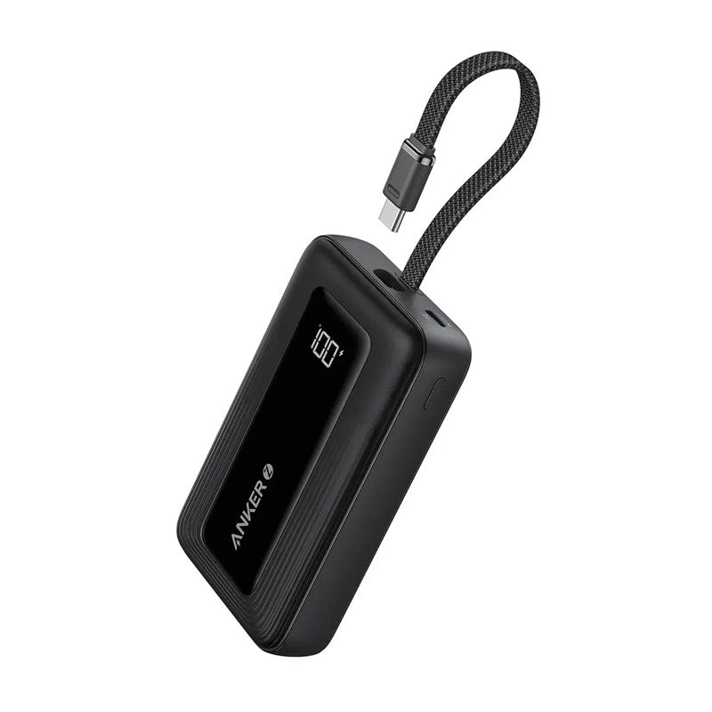 Anker Zolo Power Bank (20K, 30 Watts, Built-In USB-C Cable), Black