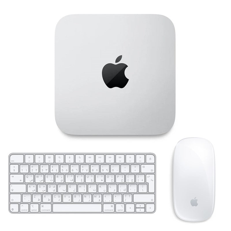 Apple Mac Mini M4 Chip with 10-Core CPU, 10-Core GPU, 16 GB RAM, 512 GB SSD + Apple Magic Keyboard (USB-C) - Arabic + Apple Magic Mouse (USB‑C) Multi-Touch Surface - White