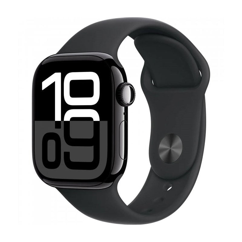 Apple Watch Series 10, 46mm, Jet Black Aluminium Case, Black Sport Band (GPS)