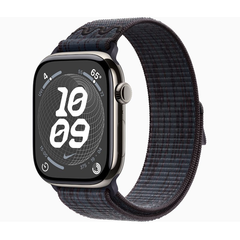 Apple Watch Series 10 46mm Titanium Natural with Black/Blue Nike Sport Loop (GPS + Cellular)
