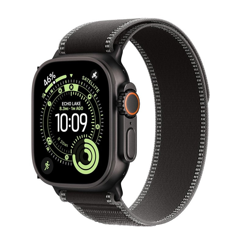 Apple Watch Ultra 3, 49mm, Black Titanium Case, Black/Charcoal Trail Loop, (GPS+Cellular)