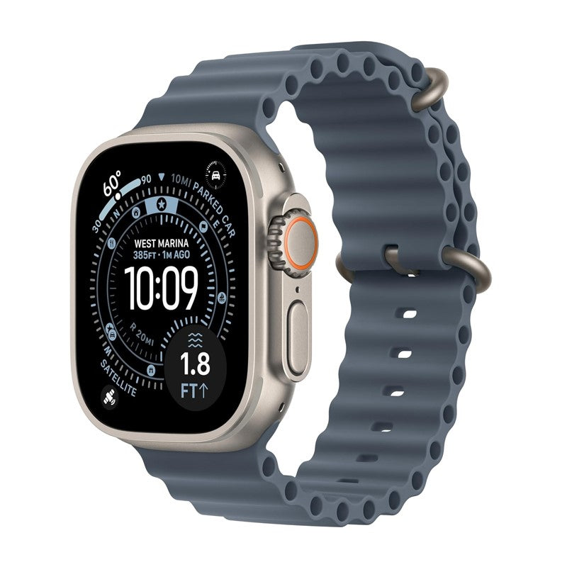 Apple Watch Ultra 3, 49mm, Natural Titanium Case, Anchor Blue Ocean Band, (GPS+Cellular)