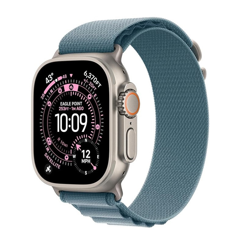 Apple Watch Ultra 3, 49mm, Natural Titanium Case, Light Blue Alpine Loop, (GPS+Cellular)