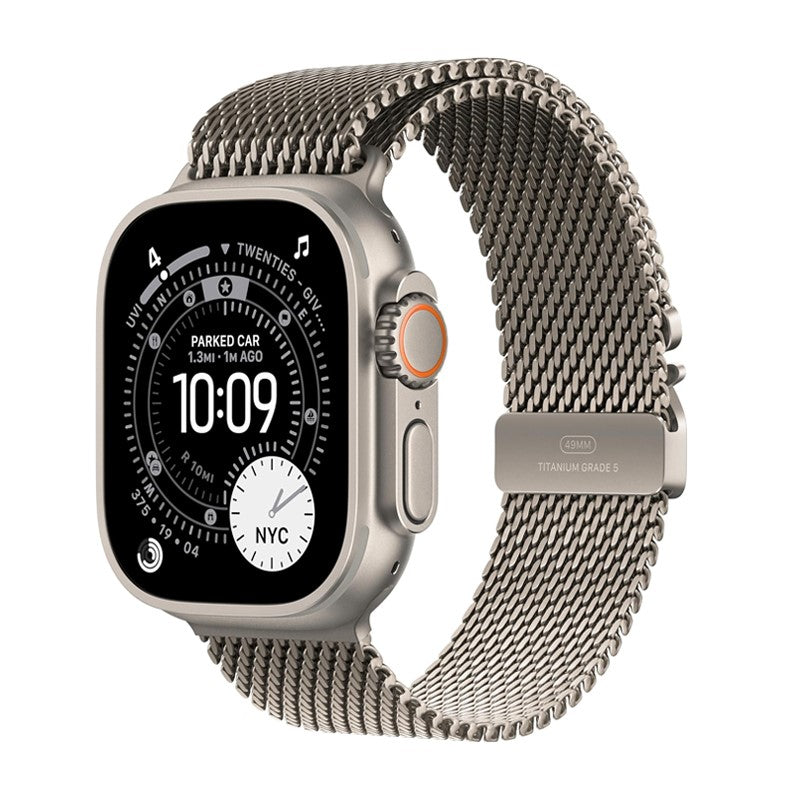 Apple Watch Ultra 3, 49mm, Natural Titanium Case, Natural Titanium Milanese Loop, (GPS+Cellular)