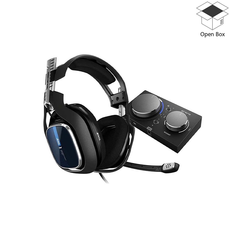 Astro A40 TR + MixAmp Pro Gen 4 Wired Gaming Headset for PS4 & PC, Black & Blue - Open Box