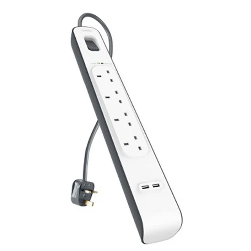 Belkin Surge Protection Strip - 2 M With 2 x 2.4A USB Charging Power Extension