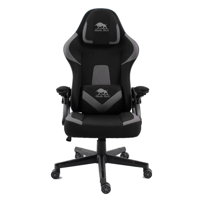 Black Bull Gaming Chair With Headrest Up & Down Slide Adjustable and Moveable Armrest, Fabric