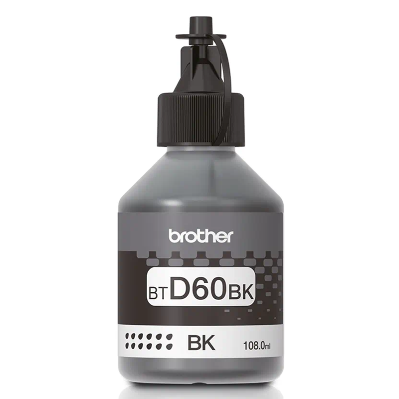 Brother Genuine BTD60BK Ultra High Yield Black Ink Bottle For Ink Tank Printers - 108 ml - Black