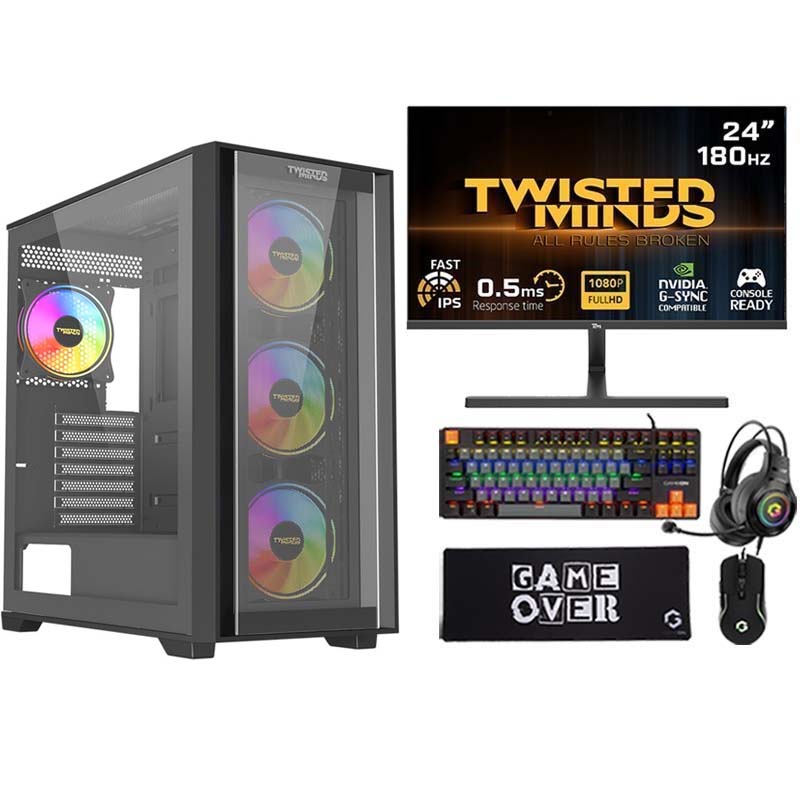 i5 Gaming PC, i5-14400F, RTX 5050 8GB, Windows 11 Pro with Gaming Monitor and 4in1 Gaming Kit