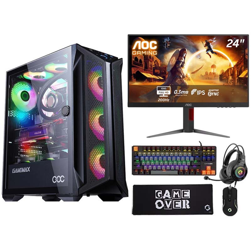I5 GAMING PC, i5-14400F, RTX 3060 12GB , Windows 11 Pro with Gaming Monitor and 4in1 Gaming Kit