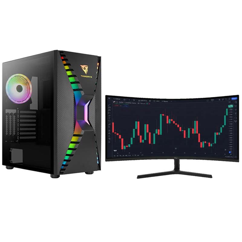 Day Trading PC, Ryzen 7 9800X3D, RTX 5060 8GB, Windows 11 Pro With Gaming Monitor