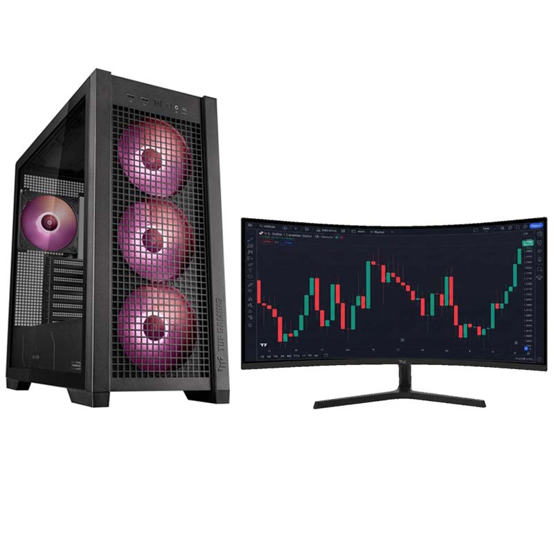 Day Trading PC, Ultra 9 285K, RTX 5060 8GB, Windows 11 Pro with Gaming Monitor