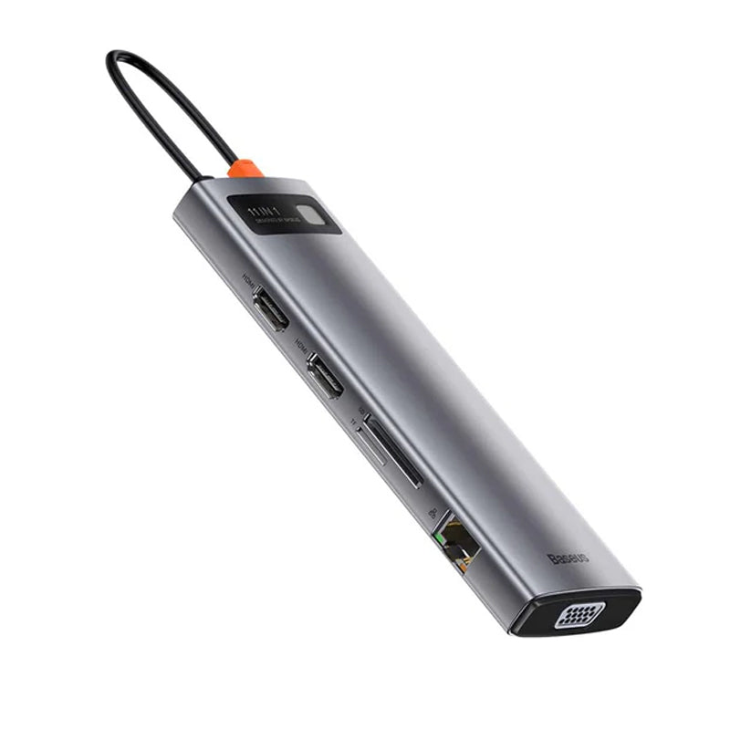 Baseus Metal Gleam Series 11-In-1 Multifunctional Type-C Hub Docking Station Space Gray