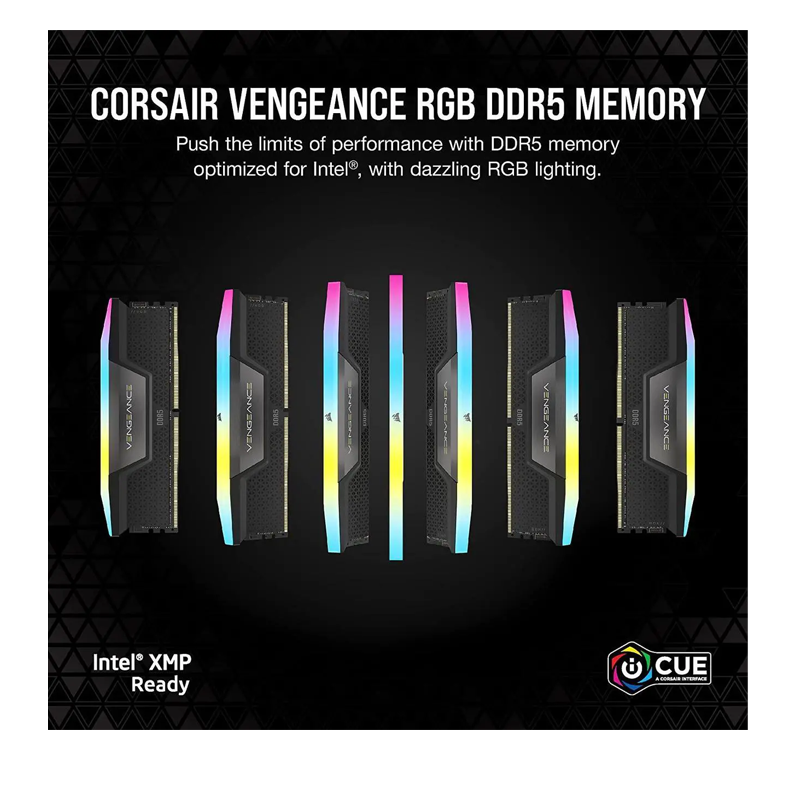 CORSAIR Vengeance RGB 64GB (2x32GB) DDR5 6000MHz C30 Memory Kit - Cool Grey