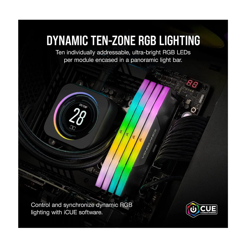 CORSAIR Vengeance RGB 64GB (2x32GB) DDR5 6000MHz C30 Memory Kit - Cool Grey