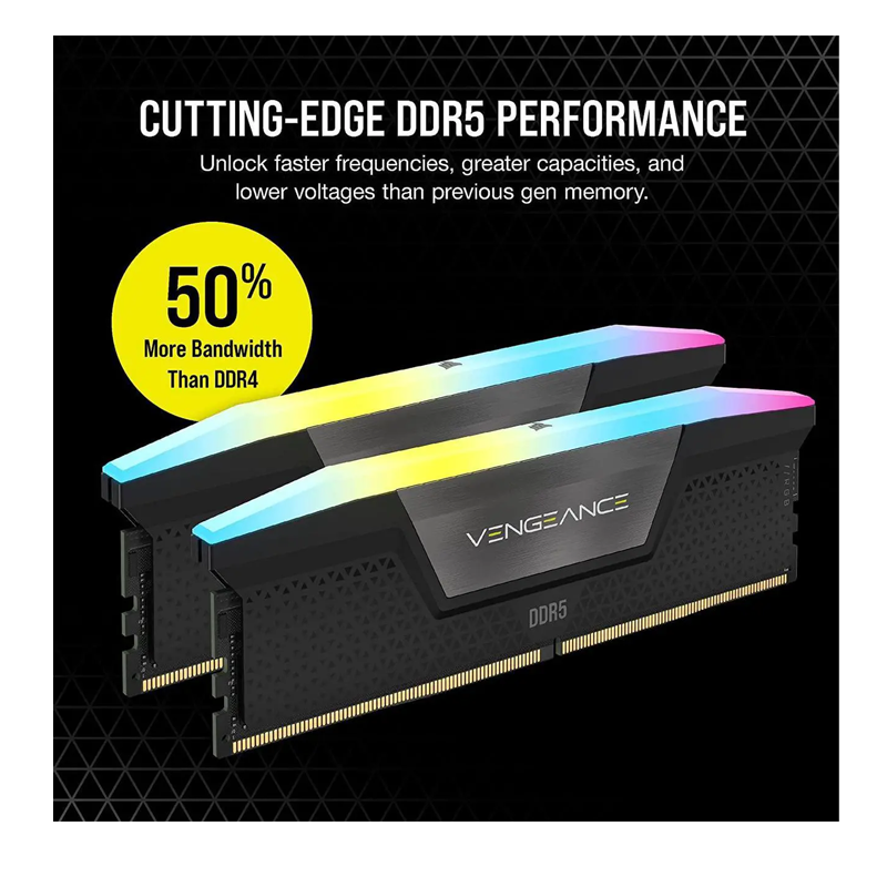 CORSAIR Vengeance RGB 64GB (2x32GB) DDR5 6000MHz C30 Memory Kit - Cool Grey