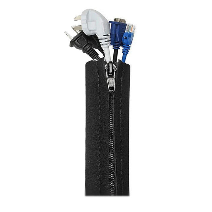 Cable Management Sleeve,Cable Organizer with Zipper for Desk TV PC Computer Home Office (4pcs) - Black