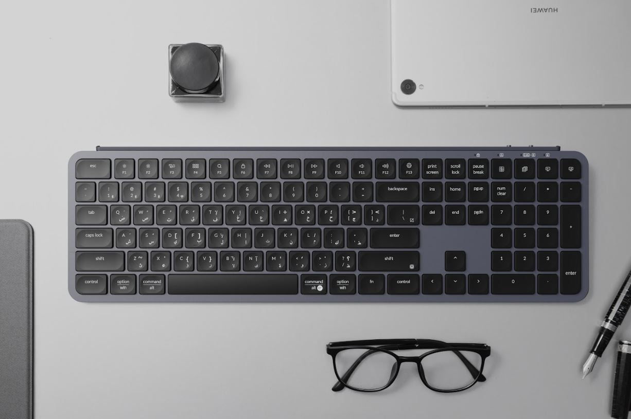 Keychron B6 Pro Full-Size Ultra-Slim Wireless ZMK Custom Keyboard for Windows & Mac, English/Arabic - Space Grey