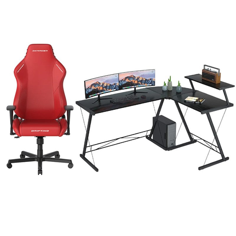 DXRacer Drifting Series XL Gaming Chair - Red + GAMEON 3in1 L-Shaped Slayer II XL Series Gaming Desk - Black
