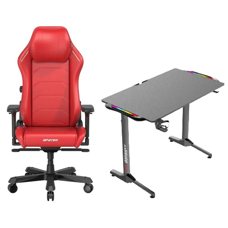 DXRacer Master XL Gaming Chair - Red + Twisted Minds T Shaped RGB Gaming Desk (Dimension: 100 cm x 60 cm x 75 cm)