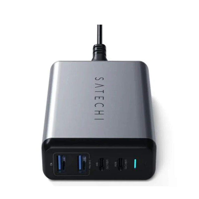 Satechi 75W Dual Type-C PD محول شاحن السفر مع منفذين USB-C PD و 2 USB 3.0 - رمادي فلكي