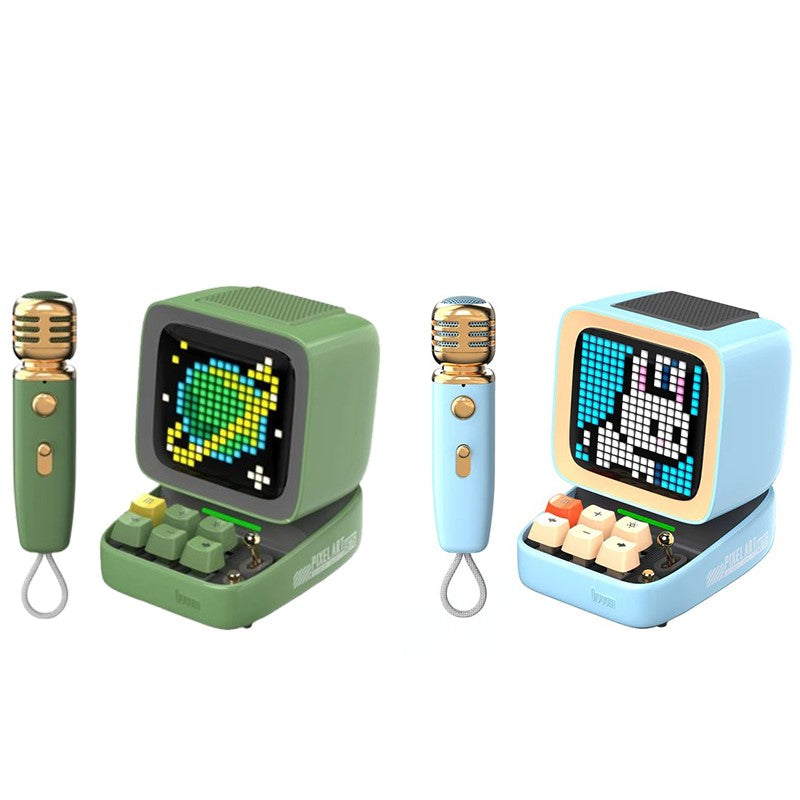 Divoom Ditoo-Mic Retro Pixel Art Portable Bluetooth Speaker with Microphone Karaoke Function – Blue & Green