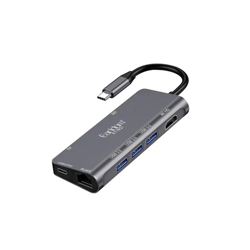 8 in 1 Type-C to 3 USB 3.0 + 4K HD + RJ45 + TYPE-C PD + TF + SD Card Reader Hub For Macbook and Laptops