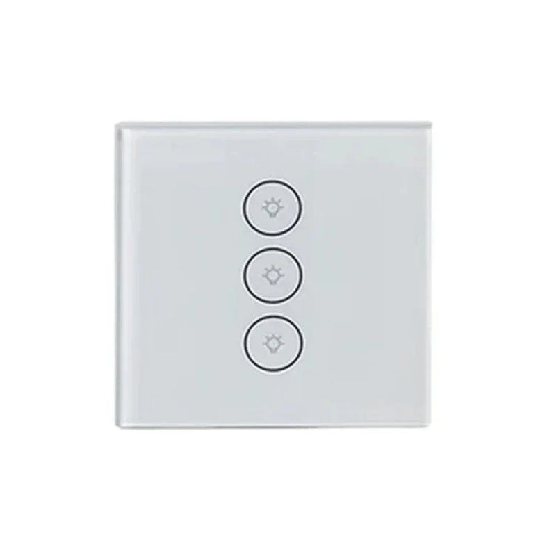 Smart WiFi Glass Panel Wall Touch Switch Power Socket (UK) 800W (3 Gang) With App Control Works with Amazon Alexa, Google Home Assistant - White